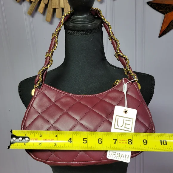 Urban expressions quilted shoulder bag gold tone metal-wine - Picture 3 of 12
